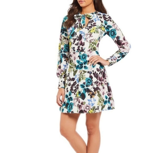 Eliza J Dresses & Skirts - ELIZA J Ivy Pebble Crepe Tie Front Floral Dress 12